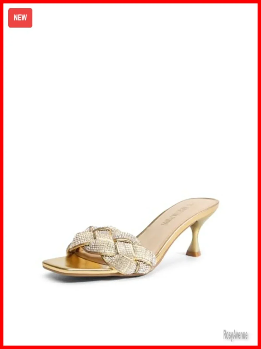 Rhinestone Open Toe Kitten Heel Sandals Pumps for Women Wedding Party